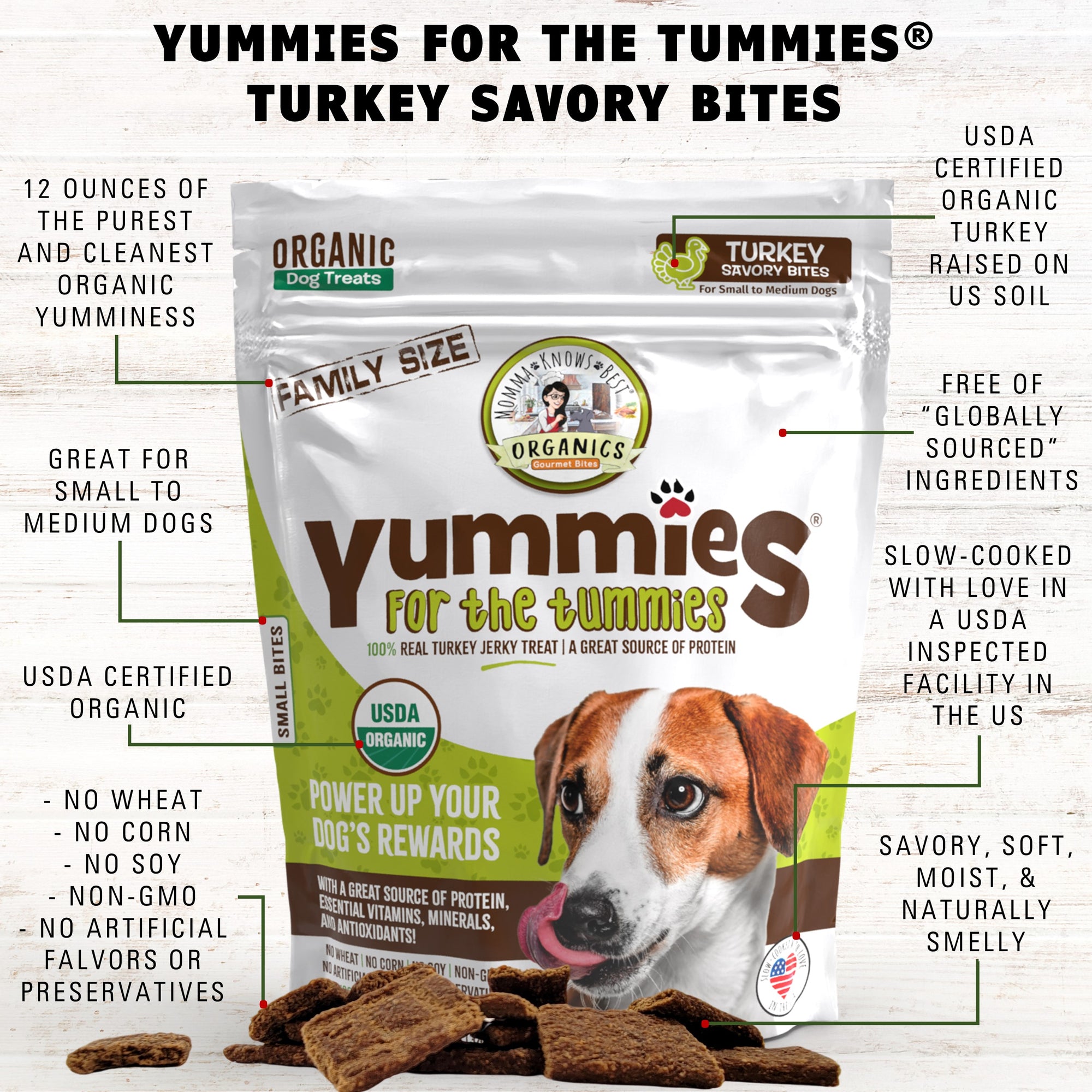 Organic meat based turkey dog treats Yummies for the Tummies by Momma Knows best