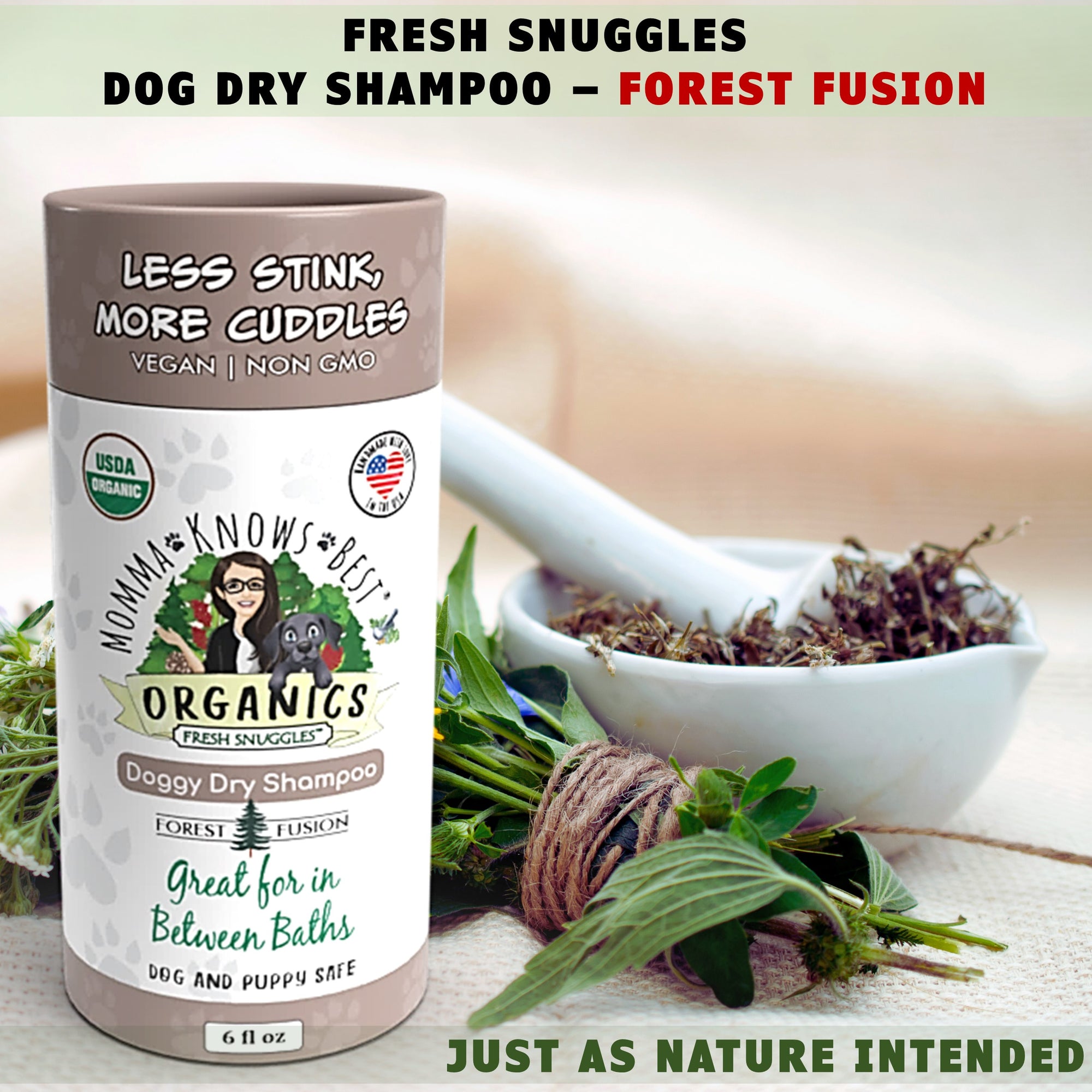 Pet dry Shampoo Organic by Momma Knows Best