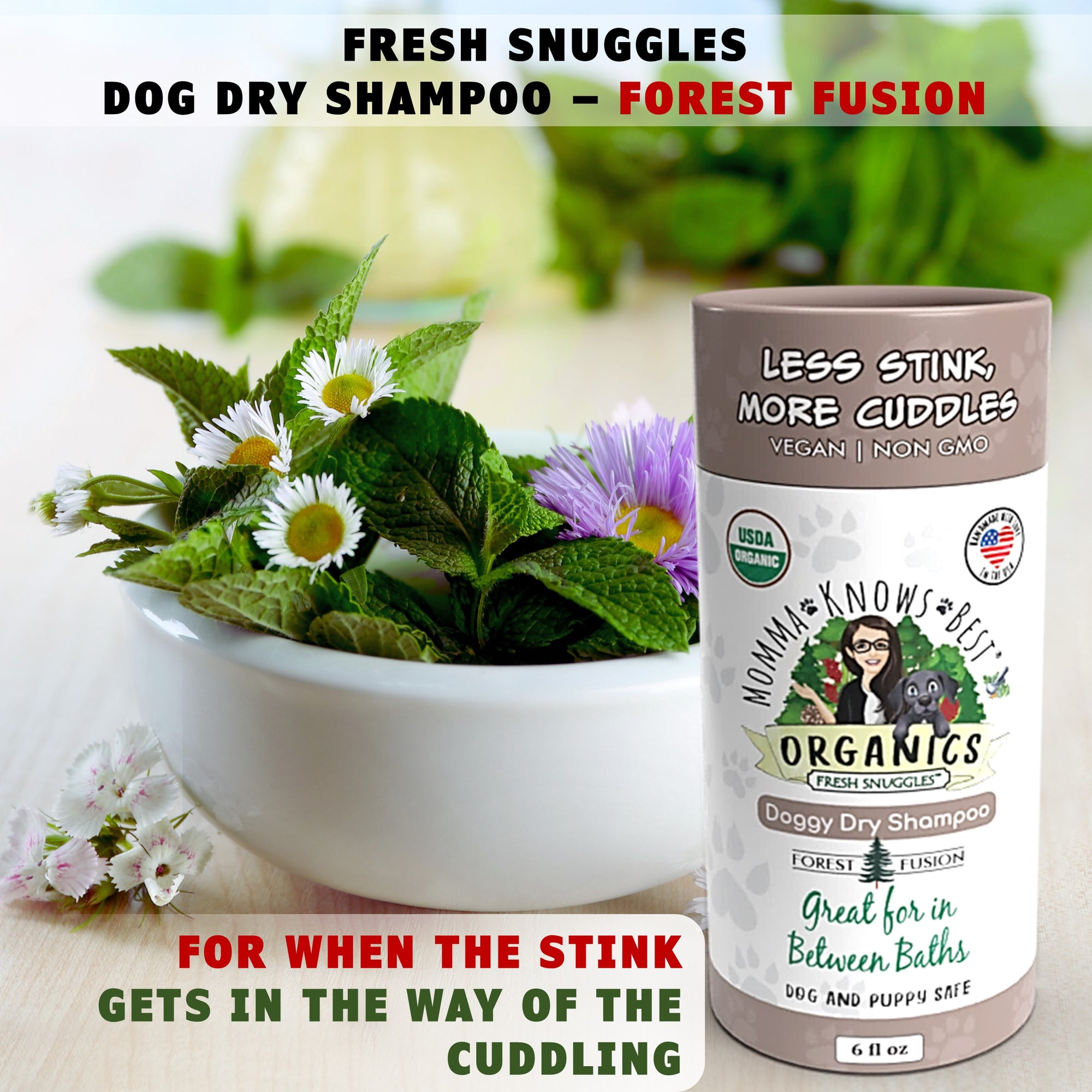 USDA organic dry Dog Shampoo Forest Fusion