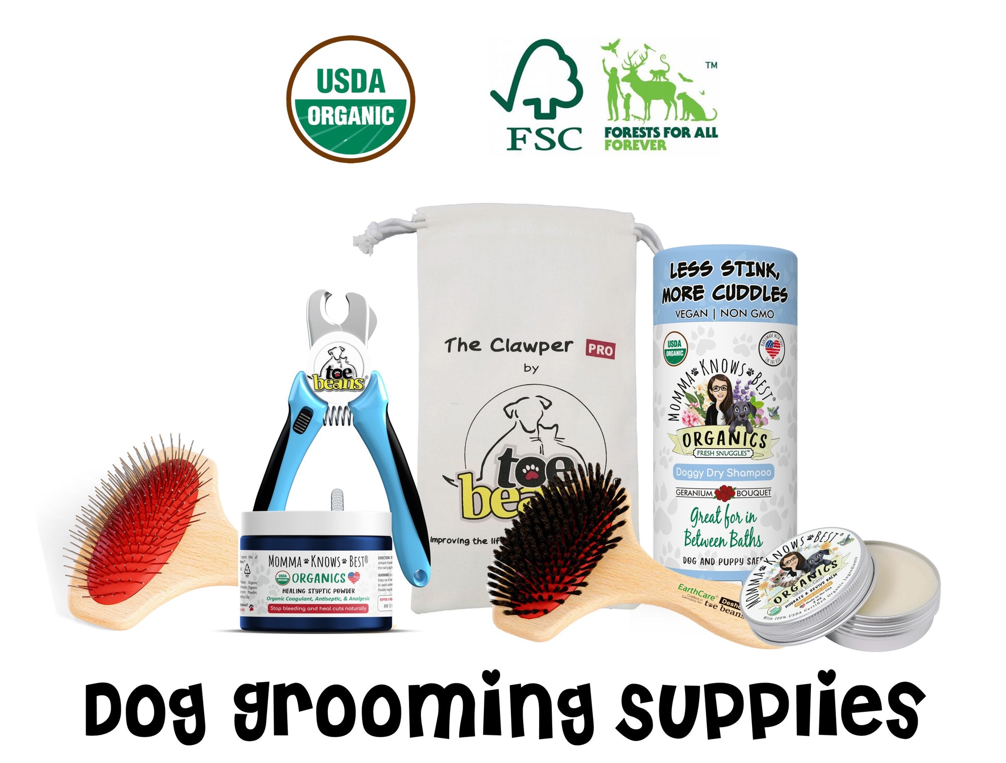 dog grooming supplies collection