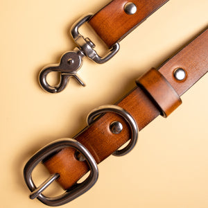 leather dog collar and leash by toe beans_2