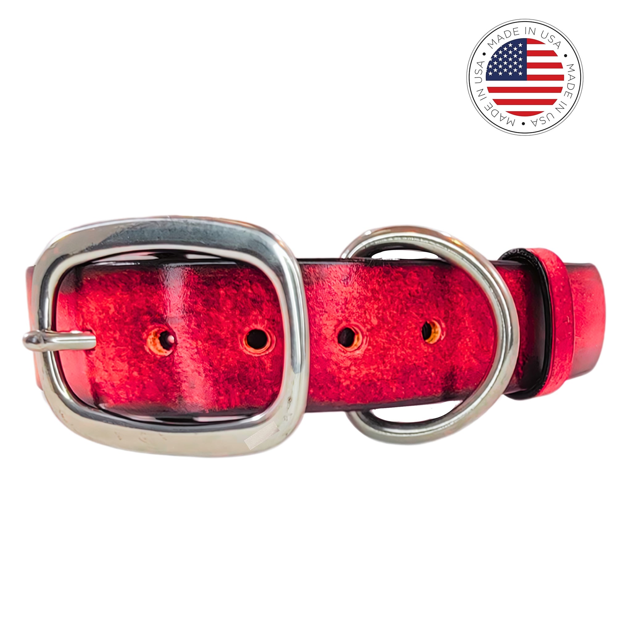 leather dog collar red by toe beans