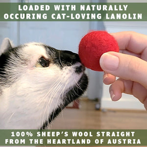 Organic felted balls for cats Whisker Woolies by toe beans